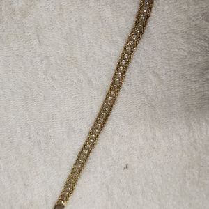 Gold-Toned Tennis-Style Bracelet w/ Clear Jemstones #465